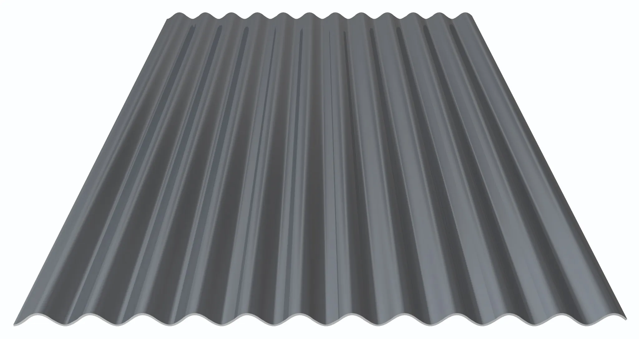 Wellprofil aus Stahlblech, graue Riffelung mit gleichmäßiger Wellenstruktur und gerillter Oberfläche für Industrie und Handwerk, robust und langlebig